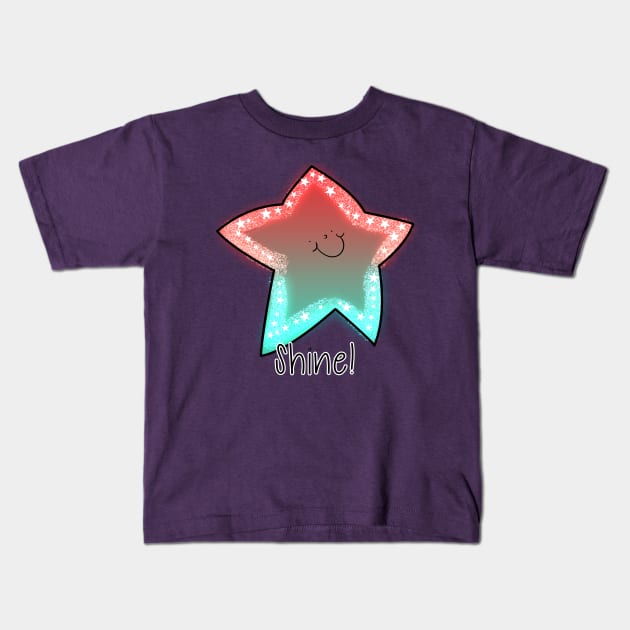 Shine! (Coral) Kids T-Shirt by DitzyDonutsDesigns